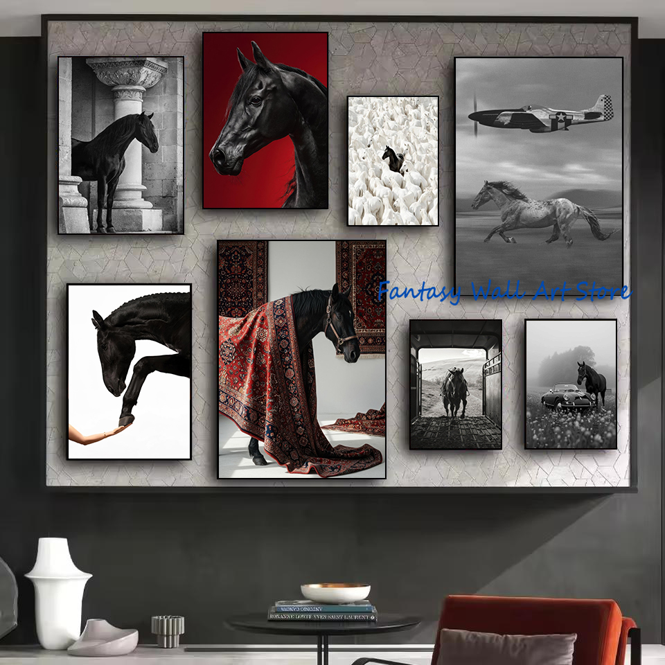 Luxury Lifestyle Photos - Siyah At Fotoğrafları Vintage Lüks Duvar